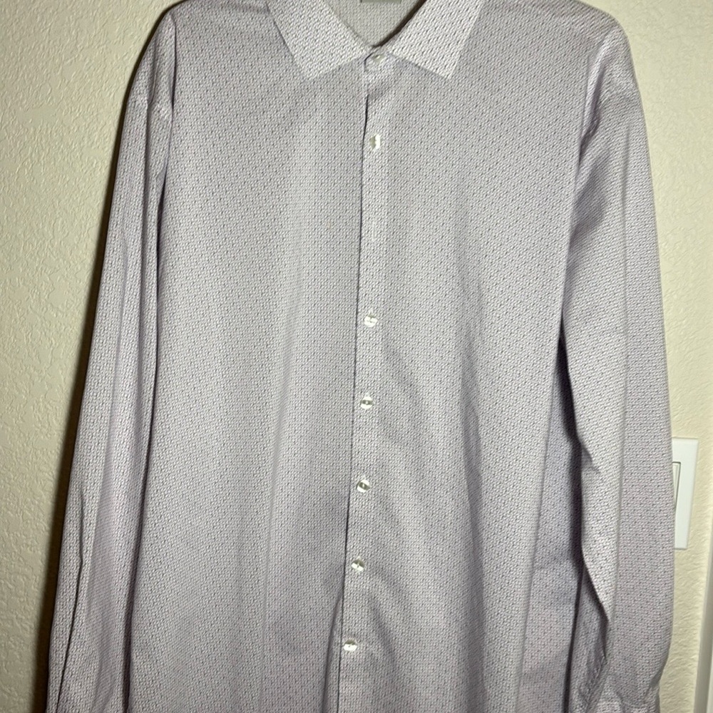 Reaction Kenneth Cole Men's White with Pale‎  Purple and Green  Dress Shirt
